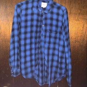 blue and black american eagle flannel